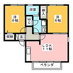 トゥインクル東和田B 2LDKの間取図画像