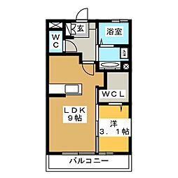 レセンテ塚田 1LDKの間取図画像