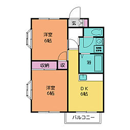 ウェストハイツ 2DKの間取図画像