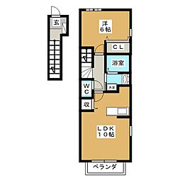 メゾンリヴェール 1LDKの間取図画像