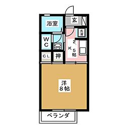パラーシオ近藤A 1Kの間取図画像