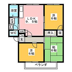 サンビレッジ青木島B 3DKの間取図画像