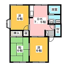 タウニイ稲葉NE 3DKの間取図画像
