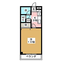 サン・ピュア 1Kの間取図画像