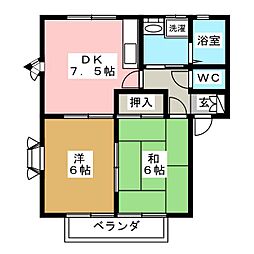 グリーンハイツベルA 2DKの間取図画像