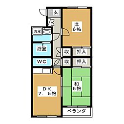 デュオスシノンA 2DKの間取図画像