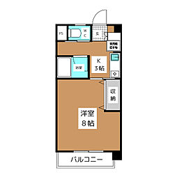 シティーコート岩石北館 1Kの間取図画像