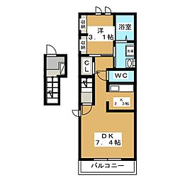タッセル 1LDKの間取図画像