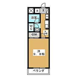 クレセントハウス七瀬 1Kの間取図画像