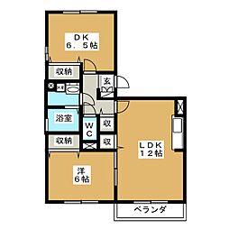 グランコスモ竹内 2LDKの間取図画像