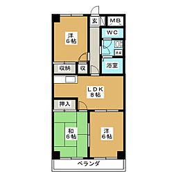 平林ピア2 3DKの間取図画像
