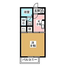 パラーシオ近藤B 1Kの間取図画像