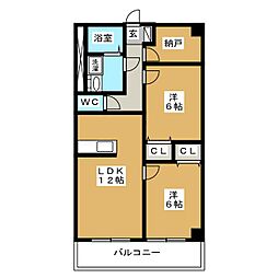 アサバハイツ美和 2SLDKの間取図画像