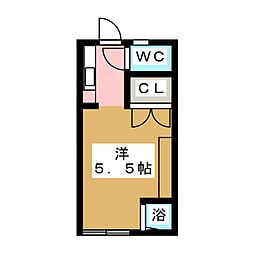 アサヒ若里ハイツ ワンルームの間取図画像