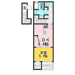 レインボー 1LDKの間取図画像