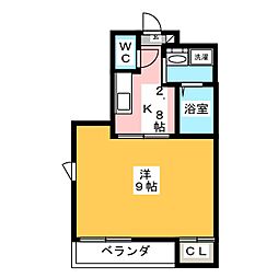 ベルメゾン若里S 1Kの間取図画像