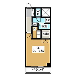 ルート南向A 1Kの間取図画像