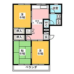 コーポ美松 3DKの間取図画像