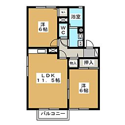 セジュール神橋 2LDKの間取図画像