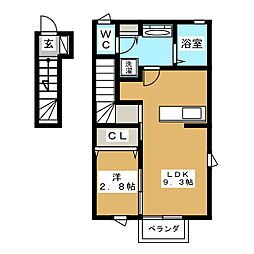 ドゥ・ヴィラージュ吉田 1LDKの間取図画像