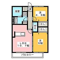 ラ・フェリーチェ 2LDKの間取図画像