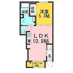 コージーコート 1LDKの間取図画像