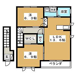 コートエスパシオ 2LDKの間取図画像