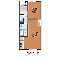 サープラス北野 2DKの間取図画像