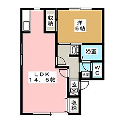ラポール丸山A 1LDKの間取図画像