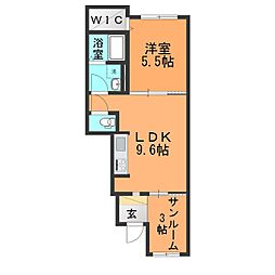 シエル 1LDKの間取図画像