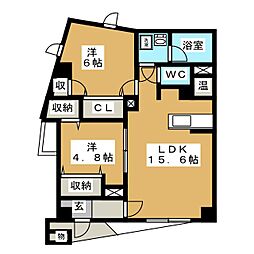 サンフラッツ 2LDKの間取図画像