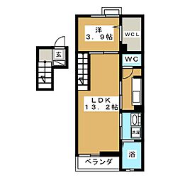 グラミスみわ 1LDKの間取図画像