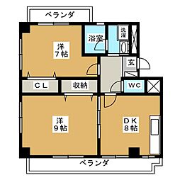 エトワールみわ 2DKの間取図画像