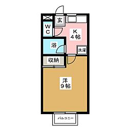 ハッピネス三輪 1Kの間取図画像