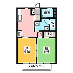 エクセルK2 2DKの間取図画像
