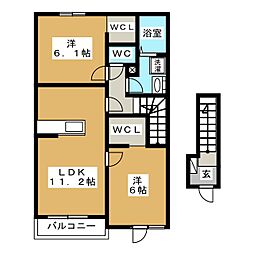 プリムローズB 2LDKの間取図画像