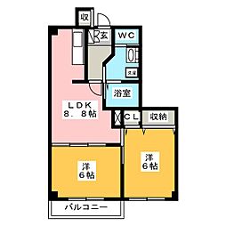 ラピスA 2DKの間取図画像