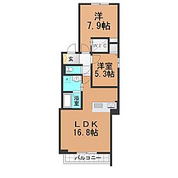 シャーメゾン妻科の杜 2LDKの間取図画像