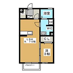 メゾン・ド・ボヌールB 1LDKの間取図画像