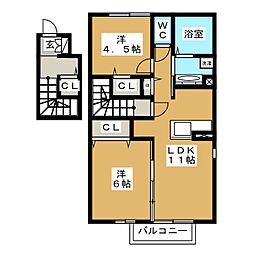 ショコラ 2LDKの間取図画像