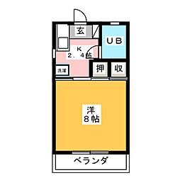 コーポマツミA 1Kの間取図画像