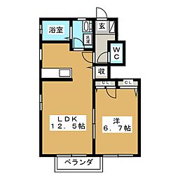 レジデンスA 1LDKの間取図画像