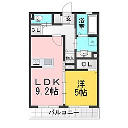 オリンピアパーク 1LDKの間取図画像