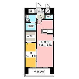 サミット栗田中央 1LDKの間取図画像
