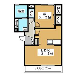 アウトゥーノ尾張部 1LDKの間取図画像