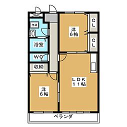 レジデンス西和田 2LDKの間取図画像