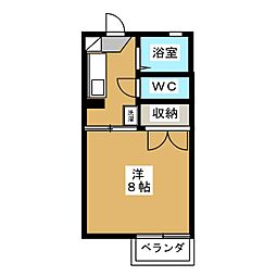 スカイロード 1Kの間取図画像