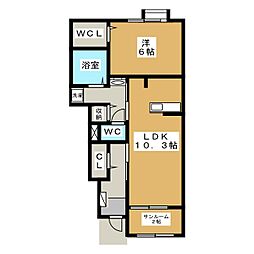 フェリオ 1LDKの間取図画像
