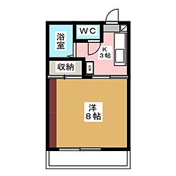 センチュリー若里 1Kの間取図画像