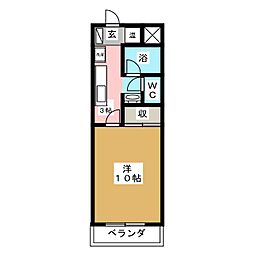 クレセントハウス七瀬 1Kの間取図画像